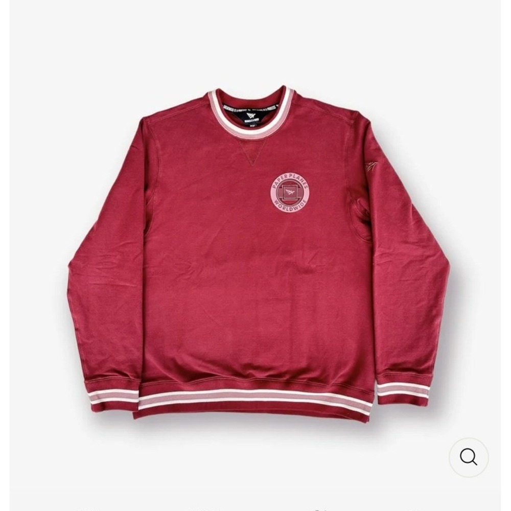 Paper Plane Shop Mens Smooth Landing Crewneck Sweatshirt Cabernet Size Medium